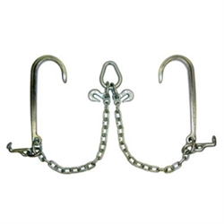 Adjustable V-strap with chain and hook clusters. V, vstrap, hooks, grade 70  ba products b/