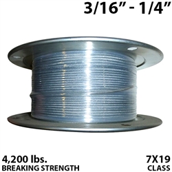 3/16" - 1/4" 7X19 Vinyl Coated Aircraft Cable
