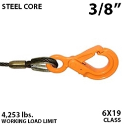 3/8" Steel Core Winch Line with Eye Self Locking Hook