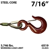 7/16" Steel Core Winch Line with Thimbled Eye and Eye Hoist Hook with Latch