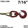 7/16" Steel Core Winch Line with Thimbled Eye and Swivel Eye Hoist Hook with Latch