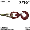 7/16" Fiber Core Winch Line with Thimbled Eye and Swivel Eye Hoist Hook