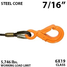 7/16" Steel Core Winch Line with Eye Self Locking Hook