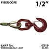 1/2" Fiber Core Winch Line with Thimbled Eye and Swivel Eye Hoist Hook