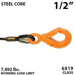 1/2" Steel Core Winch Line with Eye Self Locking Hook