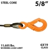 5/8" Steel Core Winch Line with Eye Self Locking Hook