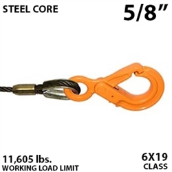 5/8" Steel Core Winch Line with Eye Self Locking Hook