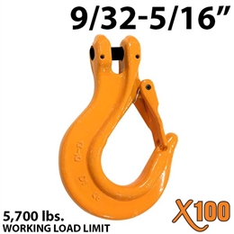 9/32"-5/16" X100 Grade 100 Clevis Sling Hook with Latch