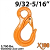 9/32"-5/16" X100 Grade 100 Eye Sling Hook with Latch