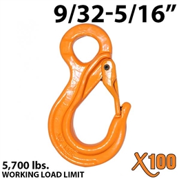 9/32"-5/16" X100 Grade 100 Eye Sling Hook with Latch