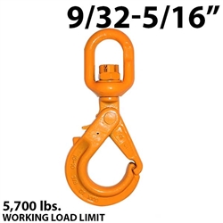 9/32"-5/16" X100 Grade 100 Eye Swivel Self Locking Hook