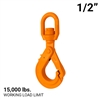 1/2"  Grade 100 Eye Swivel Self Locking Hook