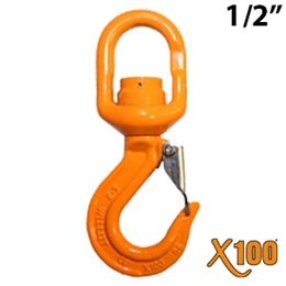 1/2" X100Â® Grade 100 Swivel Eye Self Locking Hook