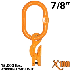7/8" X100 Grade 100 Master Link with 1/2" Eye Grab hook with Adjuster for 1 leg sling