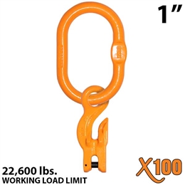 1" X100 Grade 100 Master Link with 5/8" Eye Grab hook with Adjuster for 1 leg sling