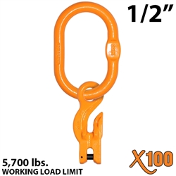 1/2" X100 Grade 100 Master Link with 9/32" - 5/16" Eye Grab hook with Adjuster for 1 leg sling