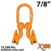 7/8" X100 Grade 100 Master Link with (2) 3/8" Eye Grab hook with Adjuster for 2 leg sling.