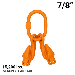 7/8" Grade 100 Master Link with (2) 3/8" Eye Grab hook with Adjuster for 2 leg sling.