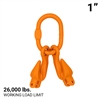 1" Grade 100 Master Link with (2) 1/2" Eye Grab hook with Adjuster for 2 leg sling.