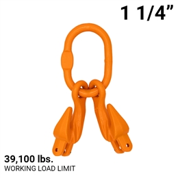 1-1/4" Grade 100 Master Link with (2) 5/8" Eye Grab hook with Adjuster for 2 leg sling.