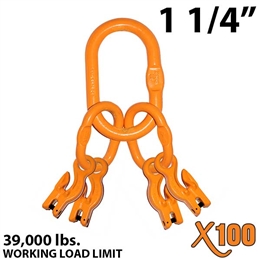 1-1/4" X100 Grade 100 Master Link with (4) 1/2" Eye Grab hook with Adjuster for 4 leg sling.