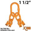 1-1/2" X100 Grade 100 Master Link with (4) 5/8" Eye Grab hook with Adjuster for 4 leg sling.