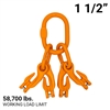 1-1/2" Grade 100 Master Link with (4) 5/8" Eye Grab hook with Adjuster for 4 leg sling.