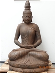 Large Carved Stone Sitting Thai Buddha Statue