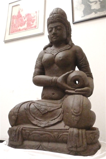 3ft Devi Ganga Ganesha Mother Goddess Water Fountain Statue Carved Stone Art