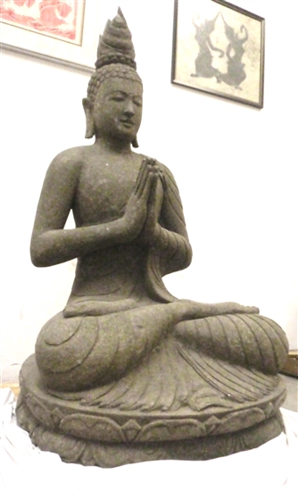 4ft Seated Garden Buddha Statue Solid Stone Indian Yoga Sun Salutation Mudra