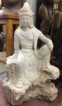 3ft Restored Antique White Marble Kwan Yin Goddess of Compassion NE China Mid-19th Cen