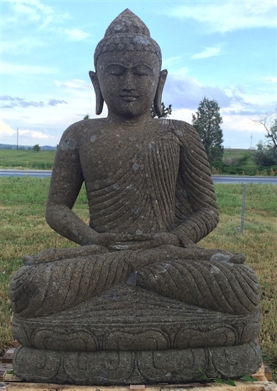 5ft Big Sitting Stone Buddha Statue w/ Peaceful Yoga Sutra Meditation Mudra