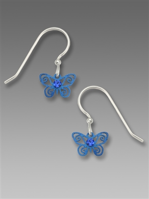 Sienna Sky Earrings-Little Blue Butterfly with Blue Crystal
