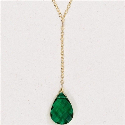 Holly Yashi Necklace- Lucinda Y Drop- Emerald Green
