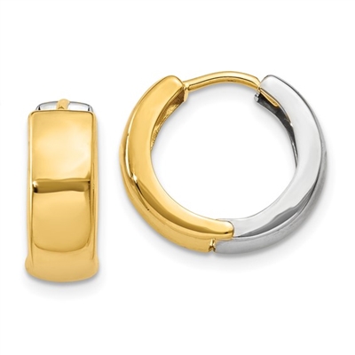 10k Yellow & White Gold Hinged Hoops â€œHuggiesâ€