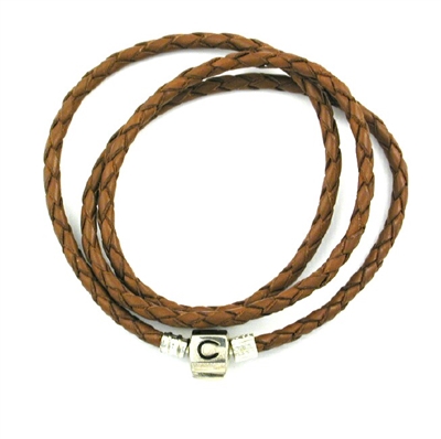 CHAMILIA Bracelet-Cognac Braided Leather Wrap 20.7 Inches