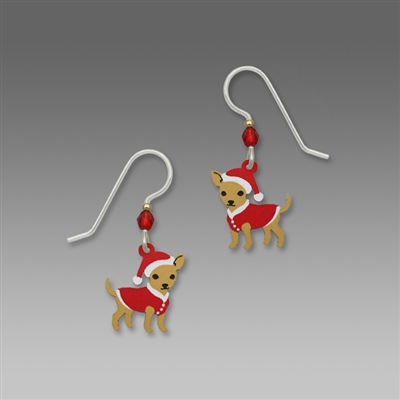 Sienna Sky Earring-Christmas Chihuahua in Red Sweater & Santa Hat
