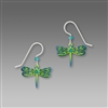 Sienna Sky Earrings-Green Dragonfly with Blue Accents & Crystal