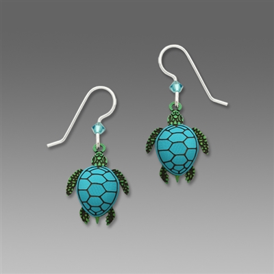 Sienna Sky Earrings- Green Blue Sea Turtle