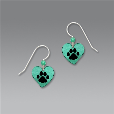 Sienna Sky Earrings-Turquoise Heart with Paw Print
