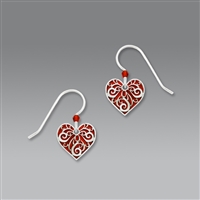 Sienna Sky Earrings-Red Heart with Filigree