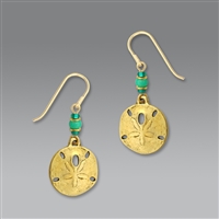 Sienna Sky Earrings-Antique Gold Plated Sand Dollar with Beads