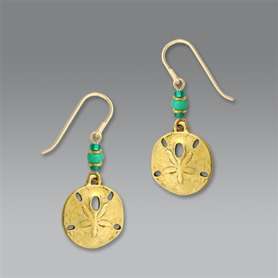 Sienna Sky Earrings-Antique Gold Plated Sand Dollar with Beads