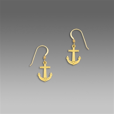 Sienna Sky Earrings- Polished Goldplated Anchor