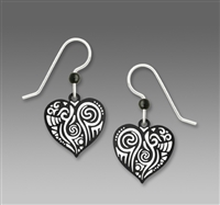 Sienna Sky Earrings-Black & White Fanciful Heart Drop