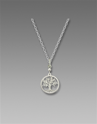 DISC. Sienna Sky Necklace- Silvery Tree of Life Filigree Disc