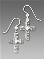 Sienna Sky Earrings - Celtic Style Imitation Rhodium Cross with Pearl Cabochon