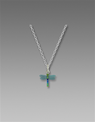 Sienna Sky Necklace- Teal & Multi Colored Dragonfly with Beaded Tail