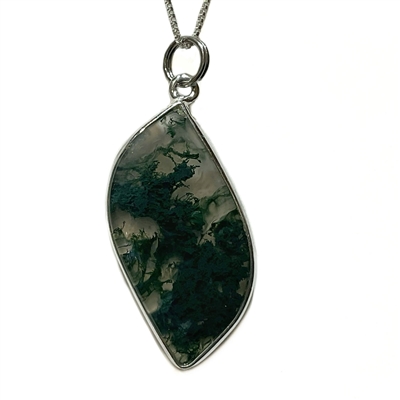 Sterling Silver Pendant- Moss Agate