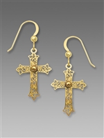 Sienna Sky Earrings-Gold Tone Filigree Cross